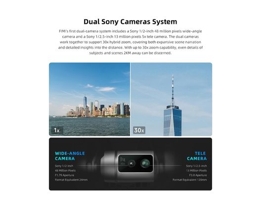 3 eixos Gimbal Camera Drone Fimi X8 Tele 4k 60fps Motor sem escovas para 37mins Tempo de Voo