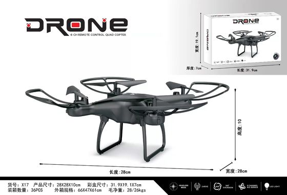 Tamanho de cartão 66X47X61 preto brinquedo de brinquedo de avião remoto avião drone para diversão multijogador