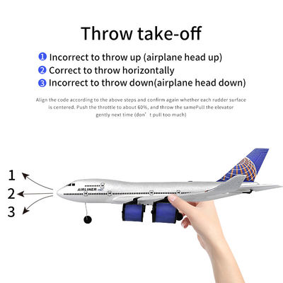 2.4G 2CH Predator Controle remoto espuma Planador de lançamento de mão para crianças Alto emulação Boeing 747 Avião de passageiros RC Avião