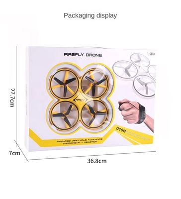 AMARELHO D10H Design popular Design personalizável Toy Plane Gesture Control Drone Com luzes LED Para crianças Distância remota 80m