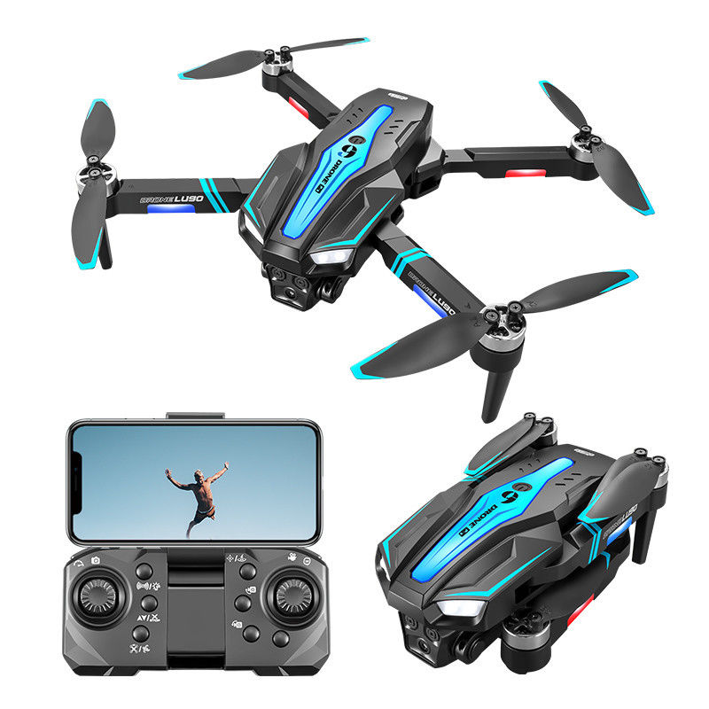 Drones iniciantes Posicionamento de fluxo de três eixos Mini Drone dobrável sem escovas com evitação de obstáculos infravermelhos e câmera 4k