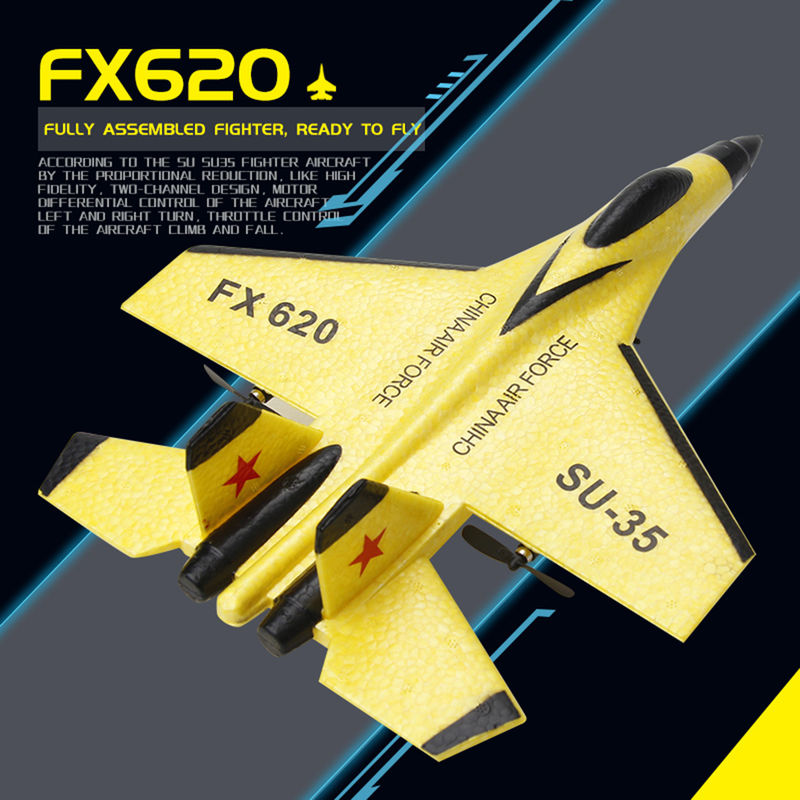 FX620 2.4GHz 2-Channel Foam RC Plane Model Glider RC Jet Airplane com Tempo de Carregamento de 60 Min e Bateria de 3,7V 150mAh